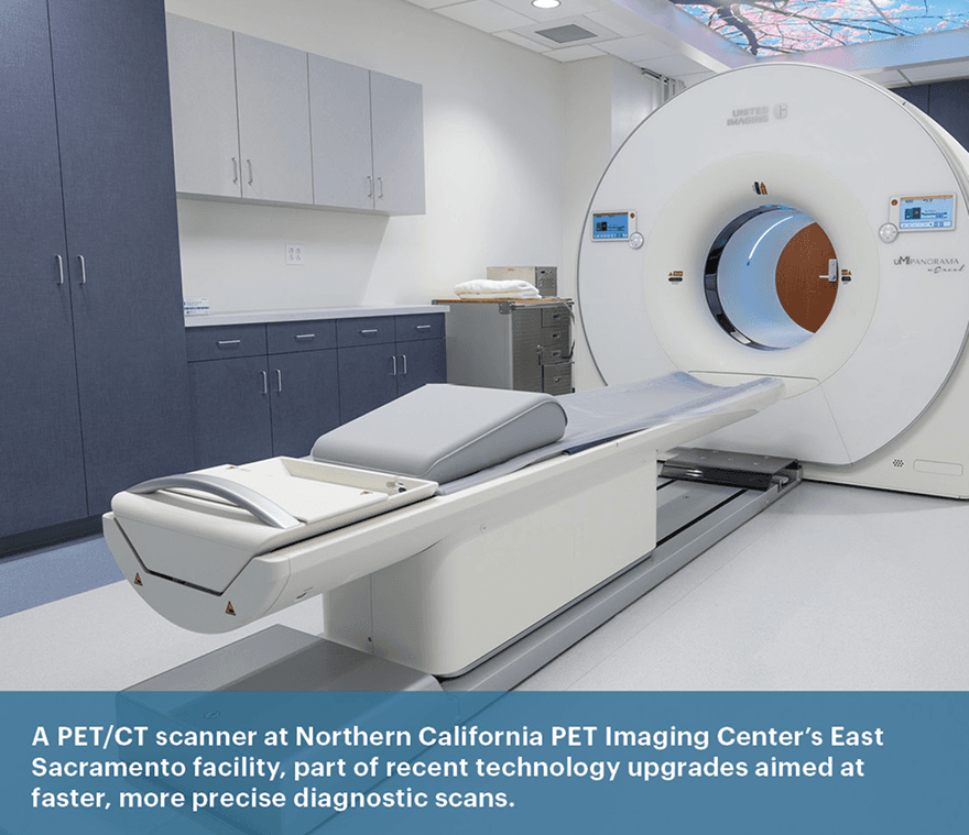 A PET/CT scanner at NCPIC's East Sacramento facility, part of recent technology upgrades aimed at faster, more precise diagnostic scans